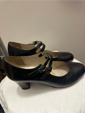 Vintage Authentic Chanel Classic Black Mary Jane Heels Size 39.5